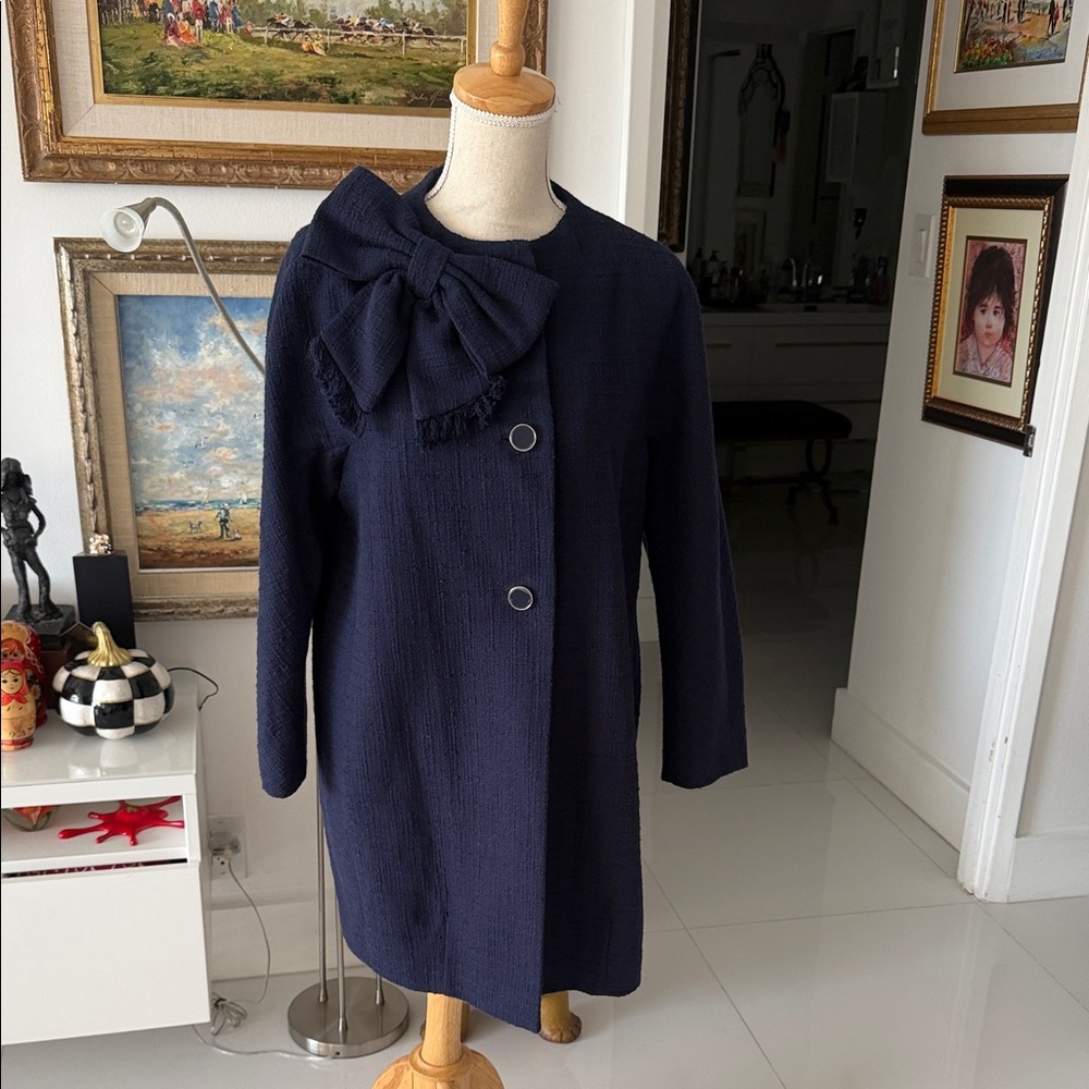 Kate Spade Navy Bow Collar Dorothy Coat